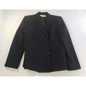 VTG Jones New York Petite Blazer Jacket Womens 10P Black Double Breasted Wool